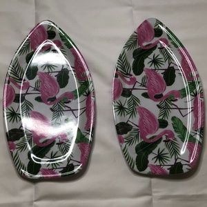 Flamingo Tropical Serving Trays Lot of 2